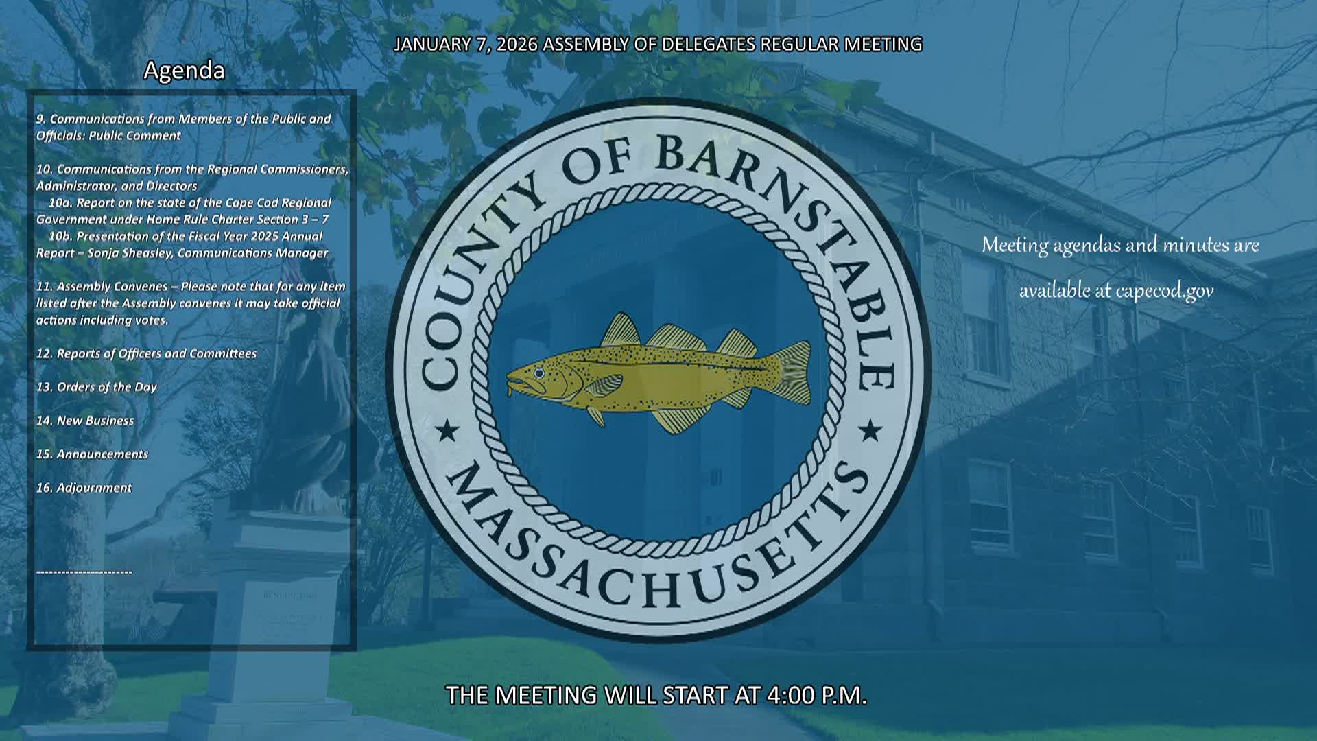 Thumbnail image for Barnstable County Assembly of Delegates 1-7-2026