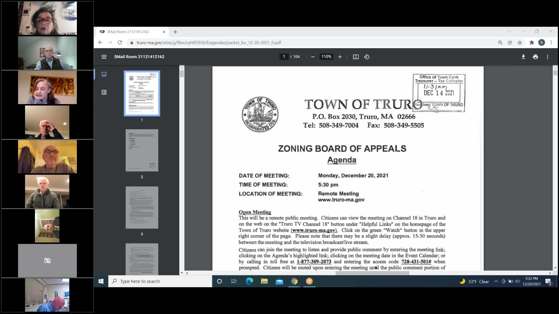 Thumbnail image for Zoning Board of Appeals 12-20-2021