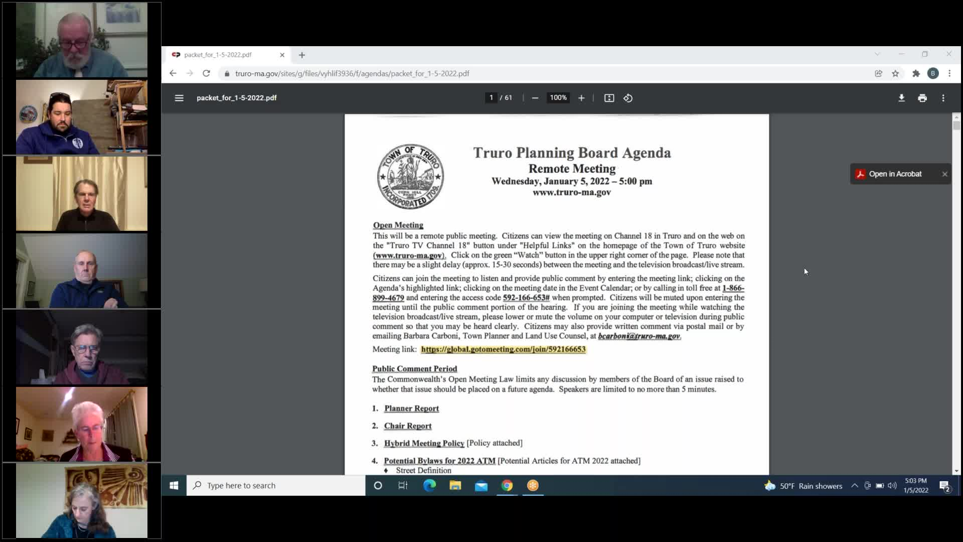 Thumbnail image for Planning Board 1-5-2022