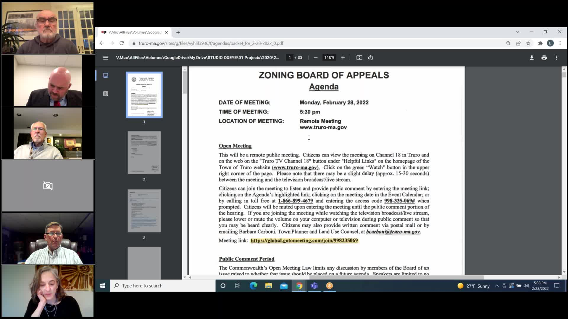 Thumbnail image for Zoning Board of Appeals 2-28-2022