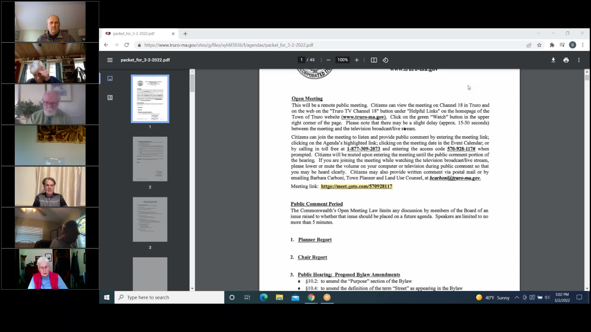 Thumbnail image for Planning Board 3-2-2022