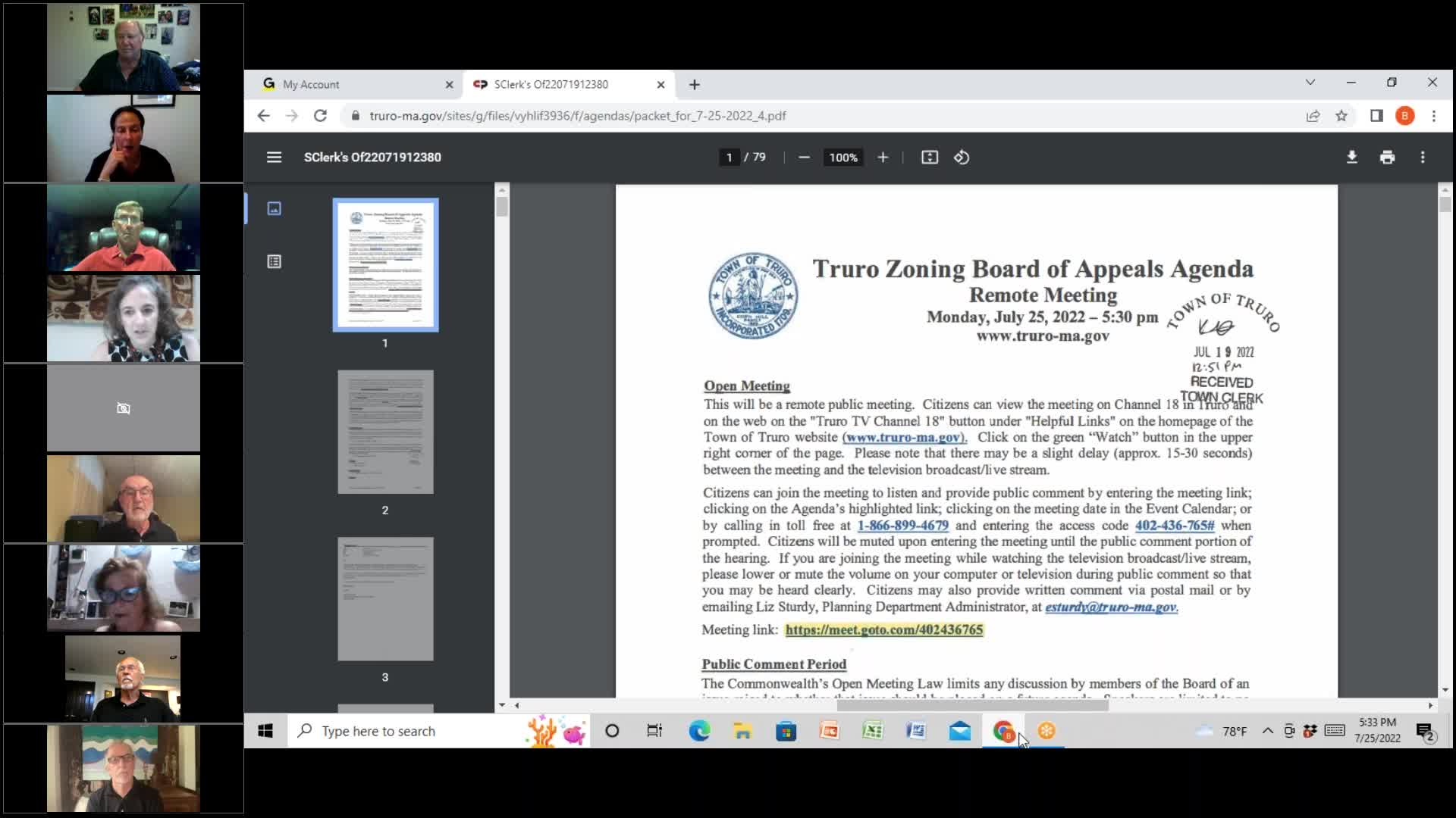 Thumbnail image for Zoning Board of Appeals 7-25-2022